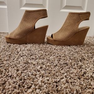 Tan Suede Wedge Heels